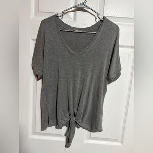 Veronica M Charcoal Tie-Front V-Neck Tee